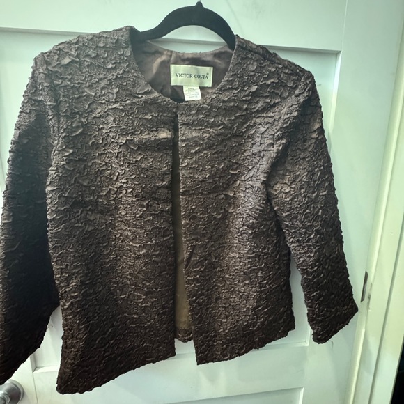 Victor Costa Brown Textured Women's Jacket Size M - Picture 1 of 6